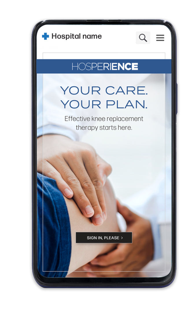 A phone with an advertisement for hosperience.
